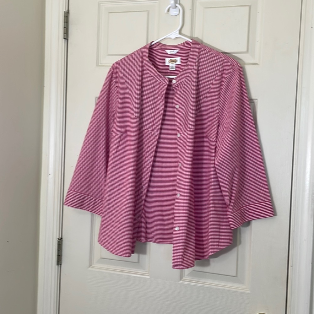 Talbots Classic Easy Care Cotton Checked Shirt Size Large